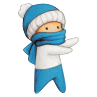 Watercolor hand drawn cute winter character png