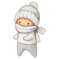 Watercolor hand drawn cute winter character png