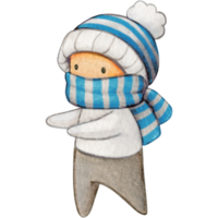 Watercolor hand drawn cute winter character png