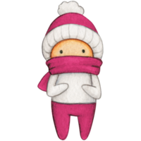 Watercolor hand drawn cute winter character png