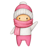 aquarelle main tiré mignonne hiver personnage png