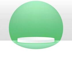 vector 3d Abstract white podium display on top of the Green circles in white background