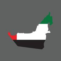 United Arab Emirates map with flag on grey background. Vector illustration.