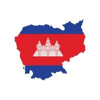 Cambodia map with national flag on white background. Vector illustration.