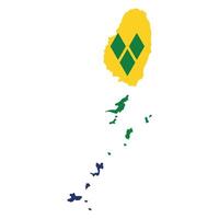 Santo Vincent y el granadinas país en el caribe mapa y bandera vector ilustración