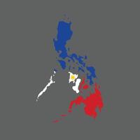 Philippines map with national flag on grey background. Vector illustration.