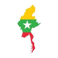 Map of Myanmar with flag on a white background. Vector illustration.