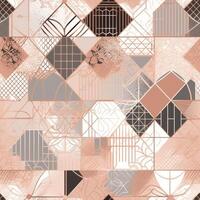 Geometric shapes seamless pattern illustration soft color and rose gold details. photo