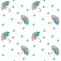 Seamless pattern umbrella and rain drop png