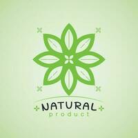 Natural product logo design template . Branch with green leaves vector