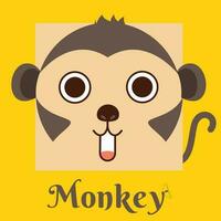 flat vector image of monkey face on yellow background