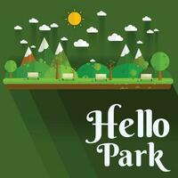 Hello Park. Natural landscape in the flat style. a beautiful park.Environmentally friendly natural landscape vector