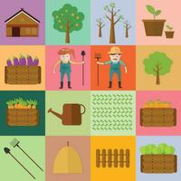 Farmer man and woman farming icon vector