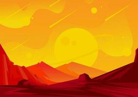 night hill landscape background vector illustration