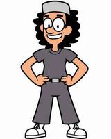 Curly haired boy posing vector