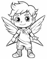 Angel boy coloring page vector