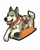 Sledding dog illustration vector