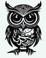 Owl black and white vector