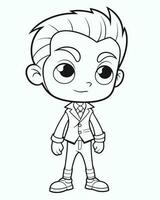 Slick boy coloring page vector