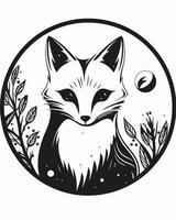 Black and white fox vector