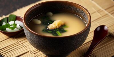 el japonés miso sopa con ai generado. foto
