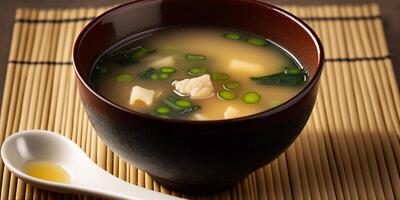 el japonés miso sopa con ai generado. foto