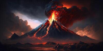 The volcanic eruption with . photo