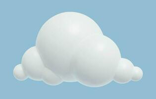 3d cute Cloud icon. Glossy Plastic cartoon summer cumulus white cloud design element. Relistic vector illustration.