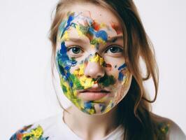 A woman with face paint created with technology photo