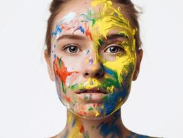 A woman with face paint created with technology photo