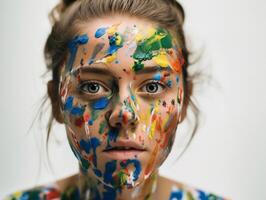 A woman with face paint created with technology photo