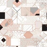 Geometric shapes seamless pattern illustration soft color and rose gold details. photo