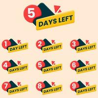 number of days left countdown banner vector