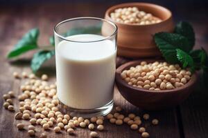 A glass of milk on the table AI Generate photo