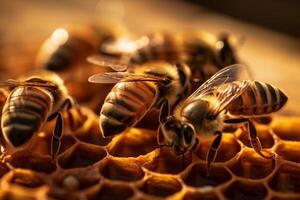 Portrait macro bee AI Generate photo