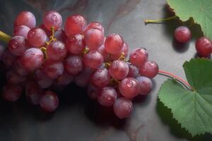 Fresh grape with leaf AI Generate photo