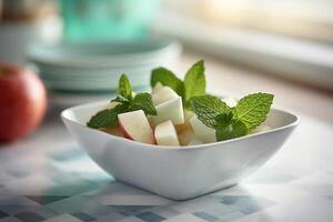 A bowl of apple slice AI Generate photo
