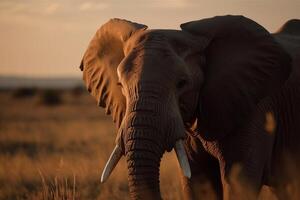 Portrait elephant on the forest AI Generate photo