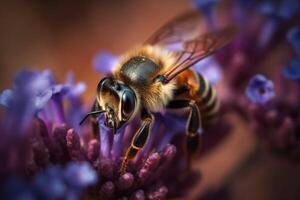 Portrait macro bee AI Generate photo