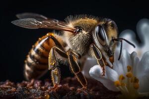 Portrait macro bee AI Generate photo
