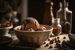 delicious ice cream on the table ai generate photo