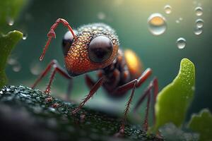 Portrait macro ant on forest AI Generate photo