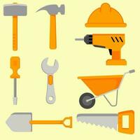 Labor tools vector illustration. Set of labor tools. Worker tool icon for design industry, construction or factory. Labor day graphic resource. Industrial equipment sheet