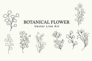 de moda floral rama y minimalista flores para logo o decoraciones mano dibujado línea Boda hierba, elegante hojas para invitación salvar el fecha tarjeta. vector