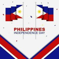 Greeting card and poster philippines independence day on june 12th, philippine flag decoration on white background vector