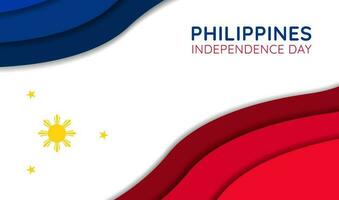 Happy philippines independence day, greeting banner design in paper cut style, june 12th philippines independence day vector