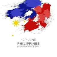 Philippines independence day 12 june, poster and greeting card with paint splattered shape of philippine flag vector