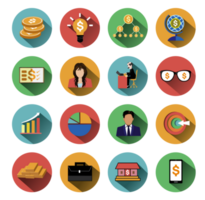 Circle business icons set png