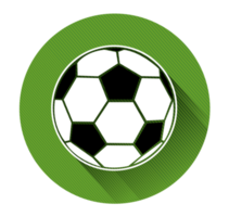 un icono de balón de fútbol de diseño plano con efecto de sombra larga png