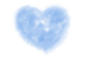 corazón de azul nubes nube para San Valentín día. mullido nube aislado. suave mullido en el forma de un corazón. el fumar es azul. png